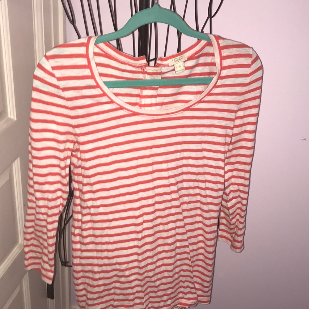 Jcrew orange&white Striped Shirt W/ Zipper